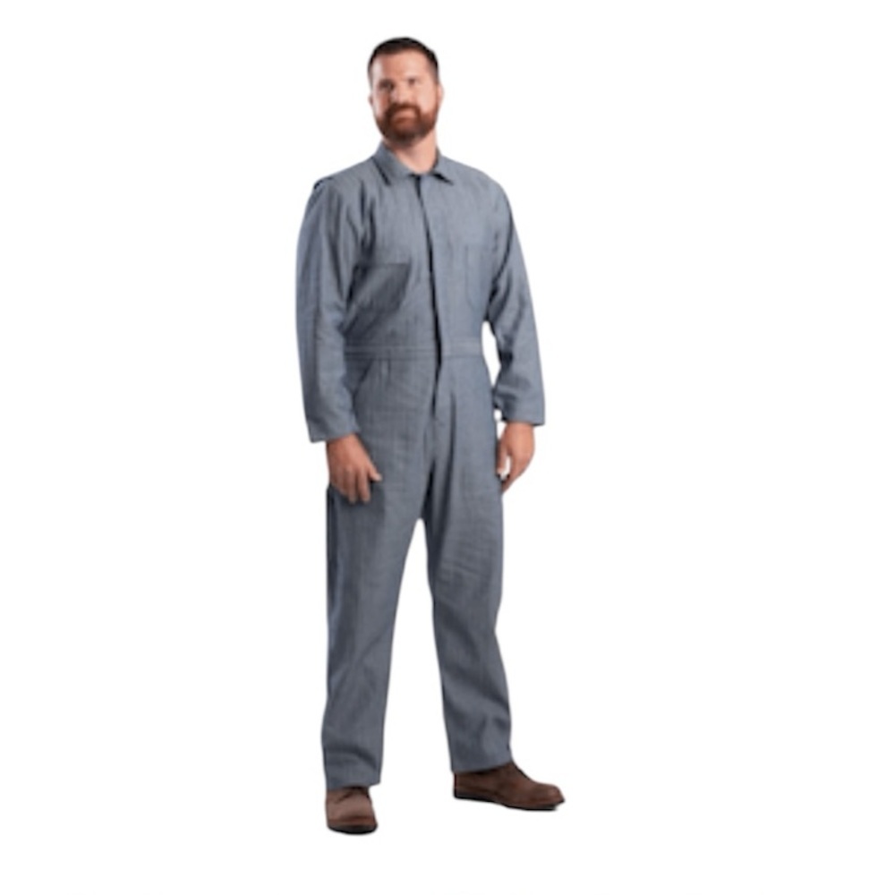 Berne Blue Herringbone Work Canvas Coveralls Jumpsuit  Zip Up SZ SM Short
